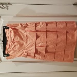 BOGO J Crew peach strapless tiered ruffle dress. Extremely figure flattering.